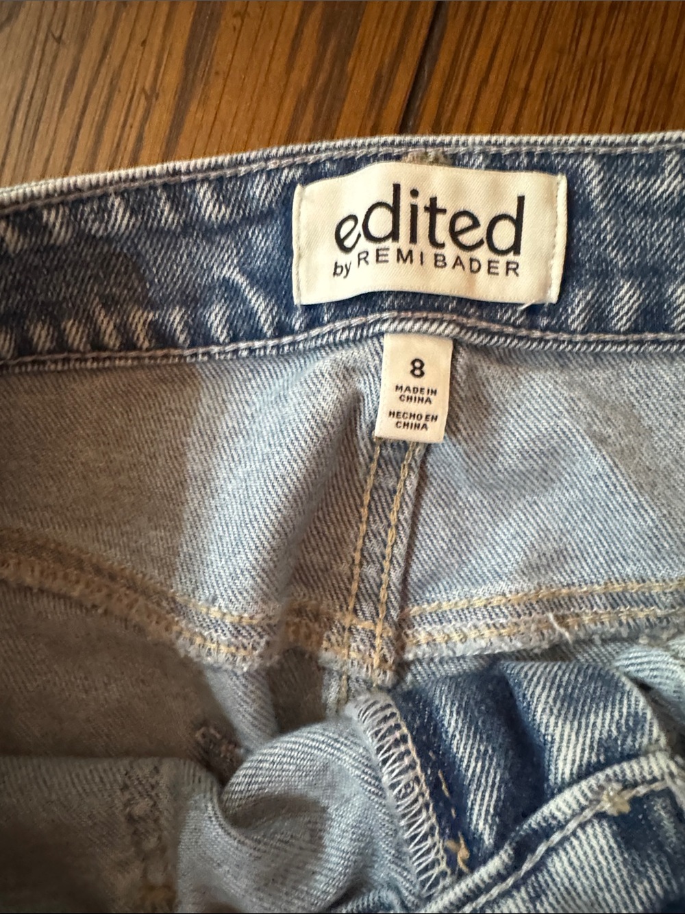 Edikted Light Blue Denim Mini Skirt with Front Patch Pockets, 8, New - Picture 4 of 6